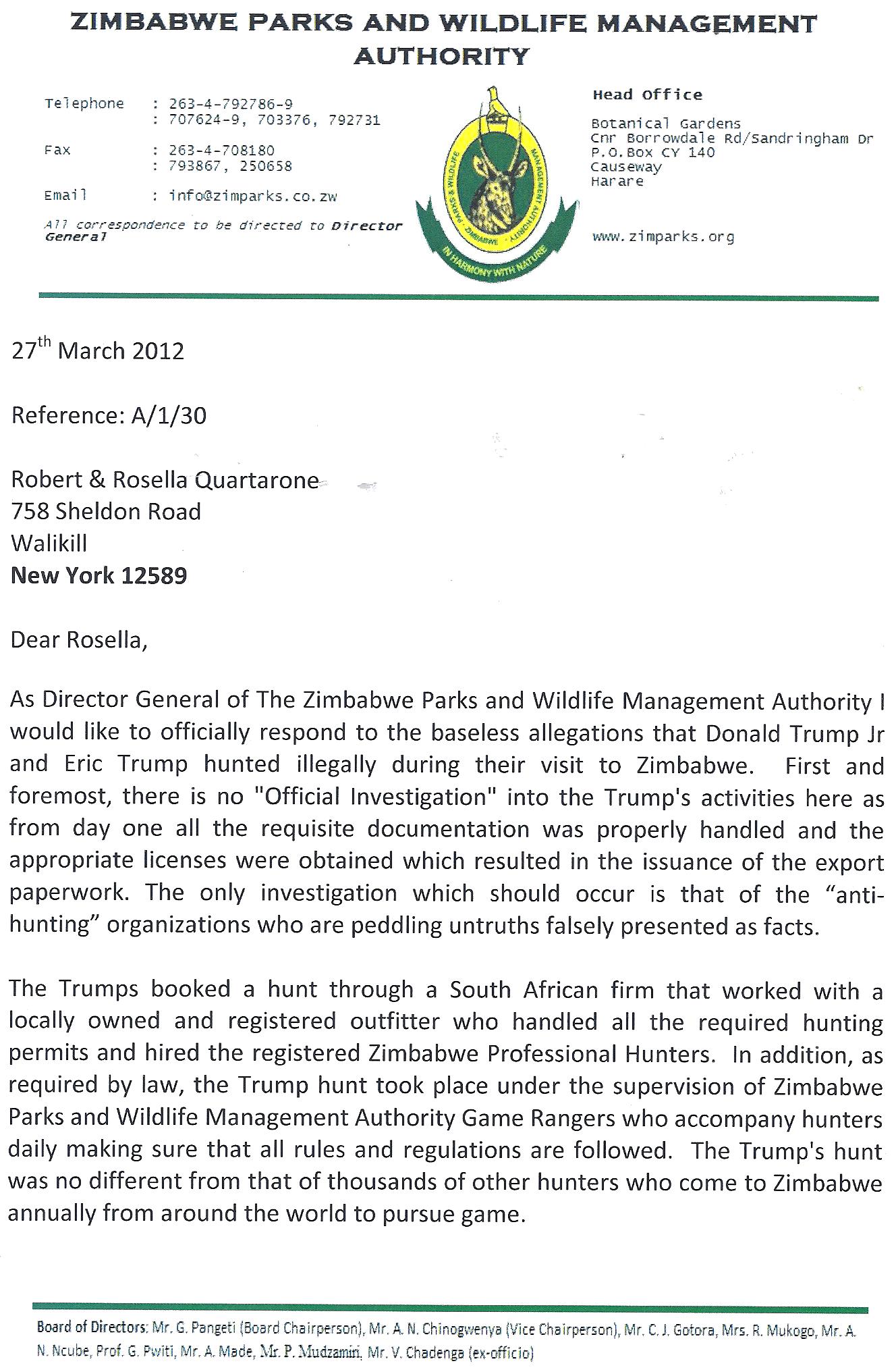 Exclusive Update: Zimbabwe Authorities Refute Allegations of Trumps' Illegal Hunt
